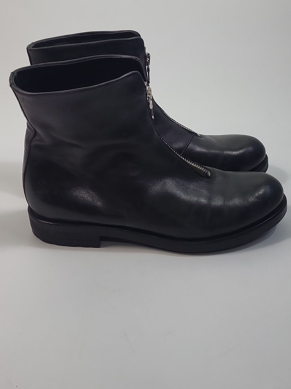 Gravitypope Black Leather Ankle Booties Zipper Closure